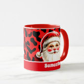 Red Leopard Print Retro Kerstman Kerstmis Mok (Voorkant rechts)