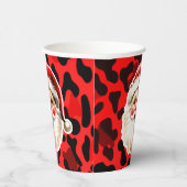 Red Leopard Print Retro Kerstman Kerstmis Papieren Bekers (Rechts)