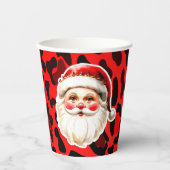 Red Leopard Print Retro Kerstman Kerstmis Papieren Bekers (Voorkant)