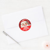 Red Leopard Print Retro Kerstman Kerstmis Ronde Sticker (Envelop)