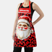 Red Leopard Print Retro Kerstman Kerstmis Schort (Insitu)