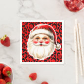 Red Leopard Print Retro Kerstman Kerstmis Servet (Insitu)
