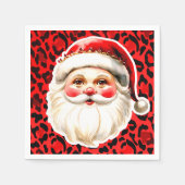 Red Leopard Print Retro Kerstman Kerstmis Servet (Voorkant)