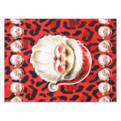 Red Leopard Print Retro Kerstman Kerstmis Tafelkleed (Voorkant (Horizontaal))