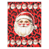 Red Leopard Print Retro Kerstman Kerstmis Tafelkleed (Voorkant)