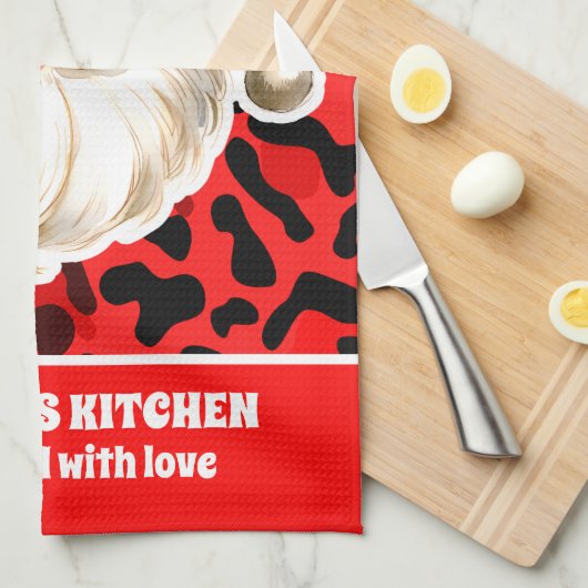 Red Leopard Print Retro Kerstman Kerstmis Theedoek (Quarter Fold)