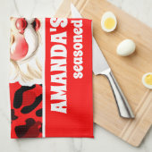 Red Leopard Print Retro Kerstman Kerstmis Theedoek (Quarter Fold)