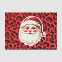 Red Leopard Print Retro Kerstman Kerstmis Tissuepapier
