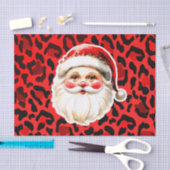 Red Leopard Print Retro Kerstman Kerstmis Tissuepapier (Craft)