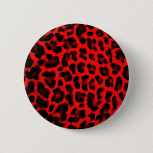 Red Leopard Print Ronde Button 5,7 Cm