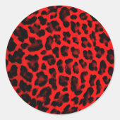 Red Leopard Print Ronde Sticker (Voorkant)
