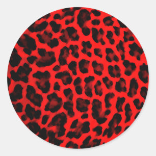 Red Leopard Print Ronde Sticker