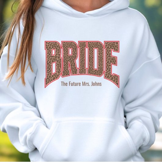 Red + Leopard Print Varsity BRIDE Trui