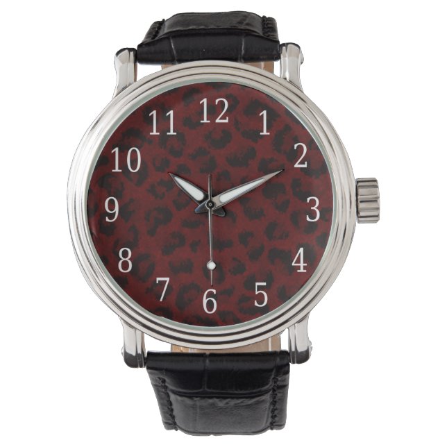 Red Leopard Print Watch Horloge (Voorkant)