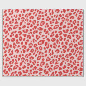 Red Leopard Print Wrapping Paper Cadeaupapier (Vlak)