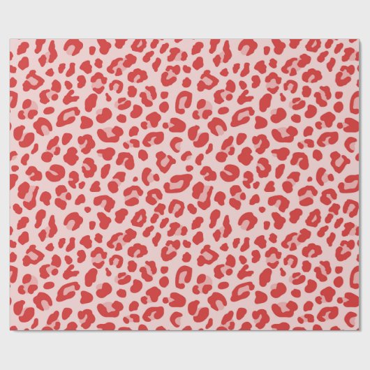 Red Leopard Print Wrapping Paper Cadeaupapier (Vlak)