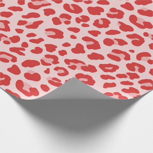 Red Leopard Print Wrapping Paper Cadeaupapier (Hoek)
