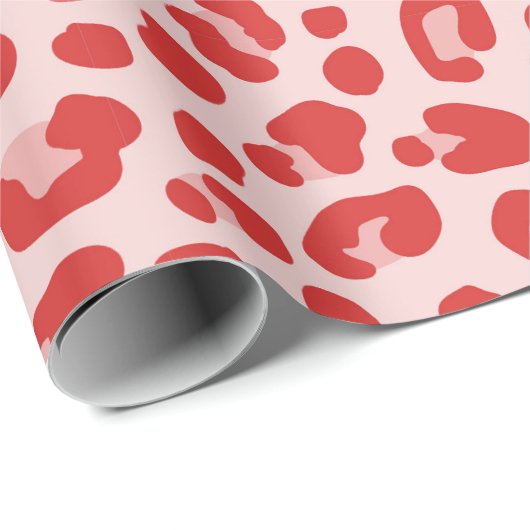Red Leopard Print Wrapping Paper Cadeaupapier (Rol Hoek)