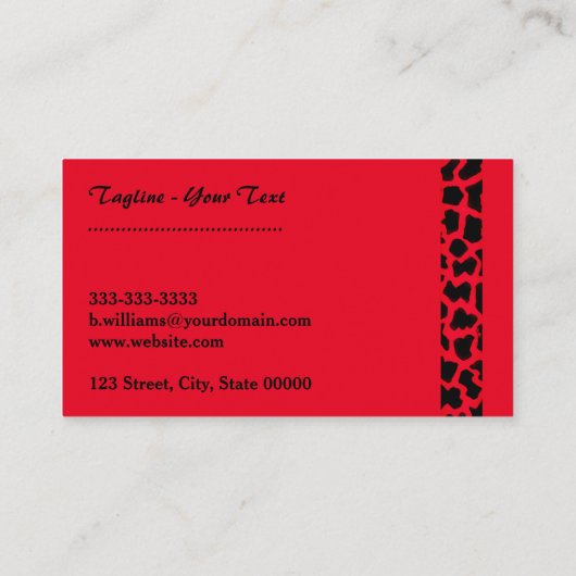 Red Leopard Professional Visitekaartje (Achterkant)