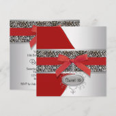 Red Leopard Sweet 16 Verjaardagsfeest Kaart (Voorkant / Achterkant)