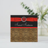 Red Leopard Sweet Zestien Verjaardagsfeest Kaart (Staand voorkant)