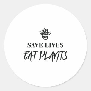 Red levens Eet Planten Animal Rights Vegan Ronde Sticker