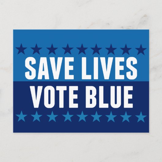 Red levens, stem blauw 2026 verkiezing briefkaart (Voorkant)