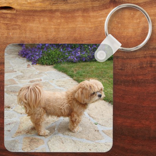 Red Lhasa Apso Sleutelhanger (Achterkant)