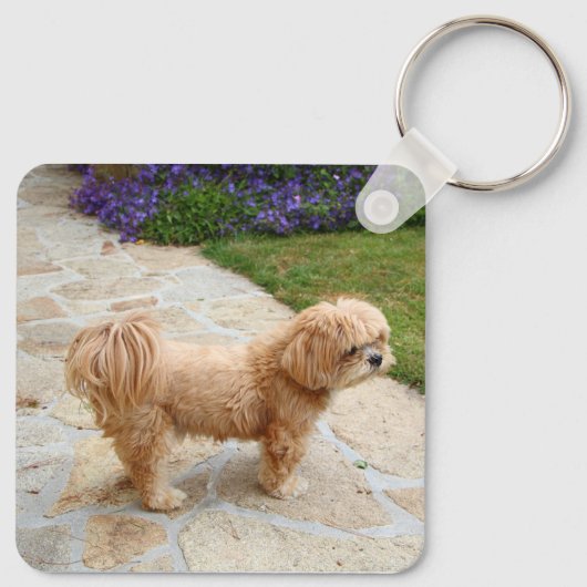 Red Lhasa Apso Sleutelhanger (Achterkant)