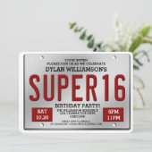 Red License Bord Super 16-partijuitnodigingen Kaart (Staand voorkant)