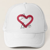 Red liefde. Tekst. Hart. Trucker Pet (Voorkant)