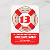 Red Life Ring, Pool Party Verjaardag Handout Ticke Visitekaartje (Voorkant)