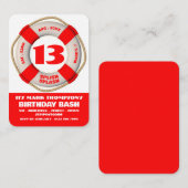 Red Life Ring, Pool Party Verjaardag Handout Ticke Visitekaartje (Voorkant / Achterkant)