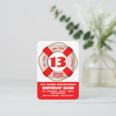 Red Life Ring, Pool Party Verjaardag Handout Ticke Visitekaartje (Staand voorkant)