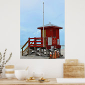 Red Lifeguard Tower No Lifeguard on Duty Poster (Keuken)