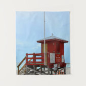 Red Lifeguard Tower No Lifeguard on Duty Wandkleed (Voorkant)