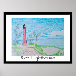 Red Light House aan het strand Poster
