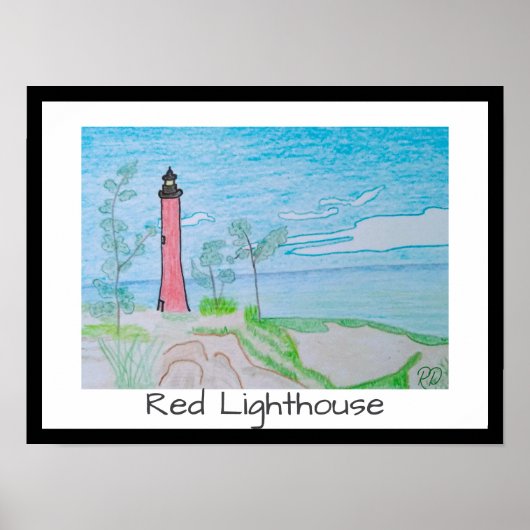 Red Light House aan het strand Poster (Voorkant)