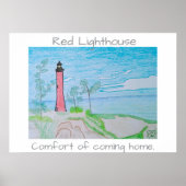 Red Light House aan het strand Poster (Voorkant)