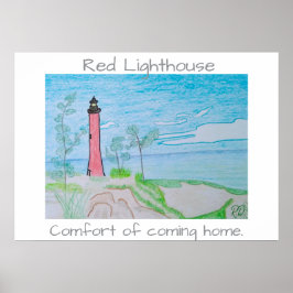 Red Light House aan het strand Poster