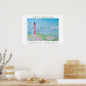 Red Light House aan het strand Poster (Keuken)