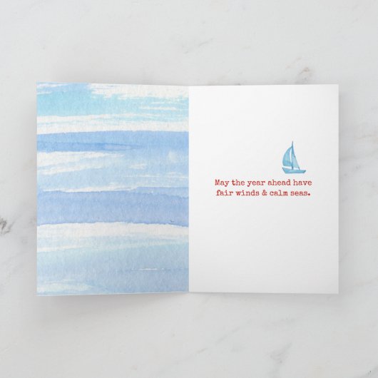 Red Lighthouse en Sailboat 63rd Birthday Kaart (Binnen)