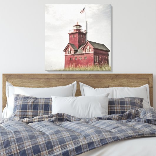 Red Lighthouse Impressionisme Canvas Afdruk (Insitu (Slaapkamer))