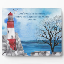 Red Lighthouse Waterverf Scene