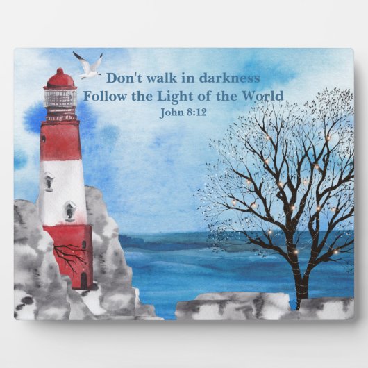 Red Lighthouse Waterverf Scene Fotoplaat (Voorkant)