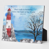 Red Lighthouse Waterverf Scene Fotoplaat (Zijkant)