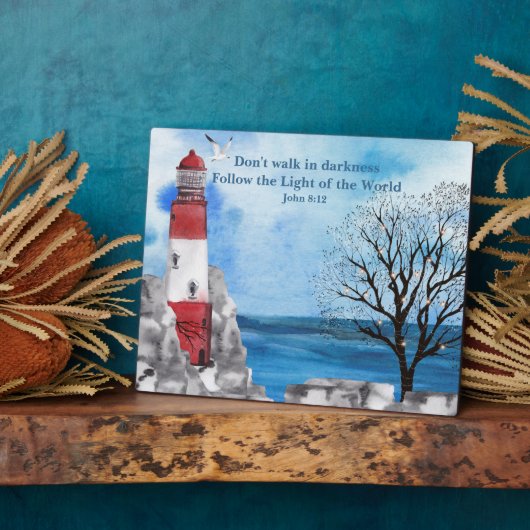 Red Lighthouse Waterverf Scene Fotoplaat (Zijkant)