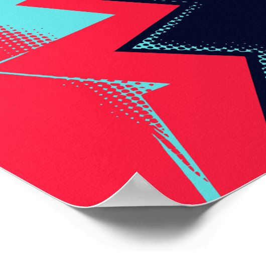 Red lightning Between Light and Dark Blue Areas Poster (Hoek)