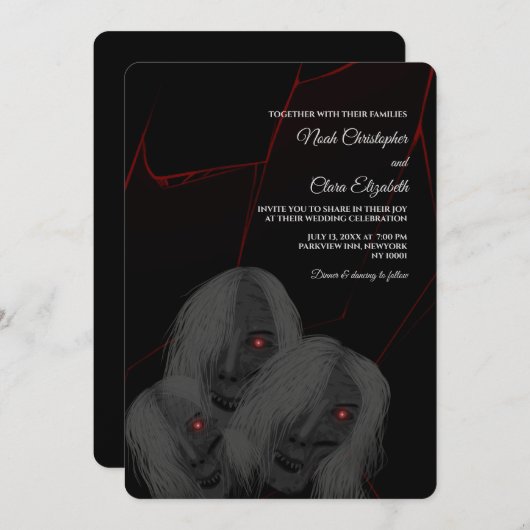 Red Lightning Ghosts Gothic Zwart Halloween Donker Kaart (Voorkant / Achterkant)