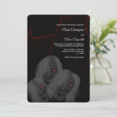 Red Lightning Ghosts Gothic Zwart Halloween Donker Kaart (Staand voorkant)